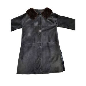 Vintage Leather Jacket with Mink Collar